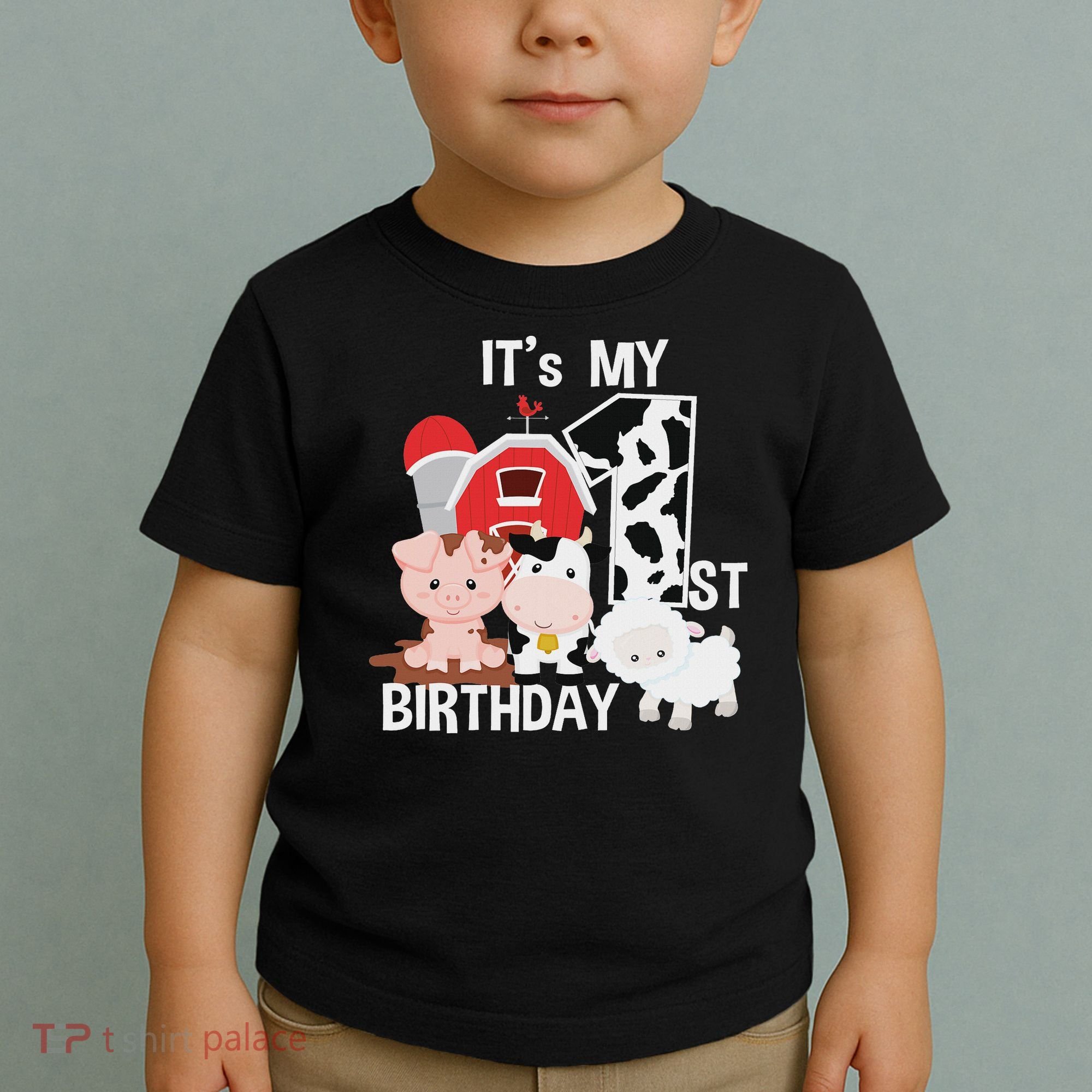 Farm Animals 1 Year Old It's My 1st Birthday Party Toddler T-Shirt