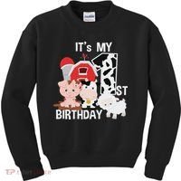Farm Animals 1 Year Old It's My 1st Birthday Party Kids Sweatshirt thumb 0