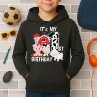 Farm Animals 1 Year Old It's My 1st Birthday Party Kids Hoodie thumb 2