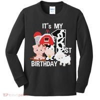 Farm Animals 1 Year Old It's My 1st Birthday Party Kids Long Sleeve Shirt thumb 0