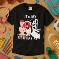 Farm Animals 1 Year Old It's My 1st Birthday Party Kids T-Shirt thumb 3