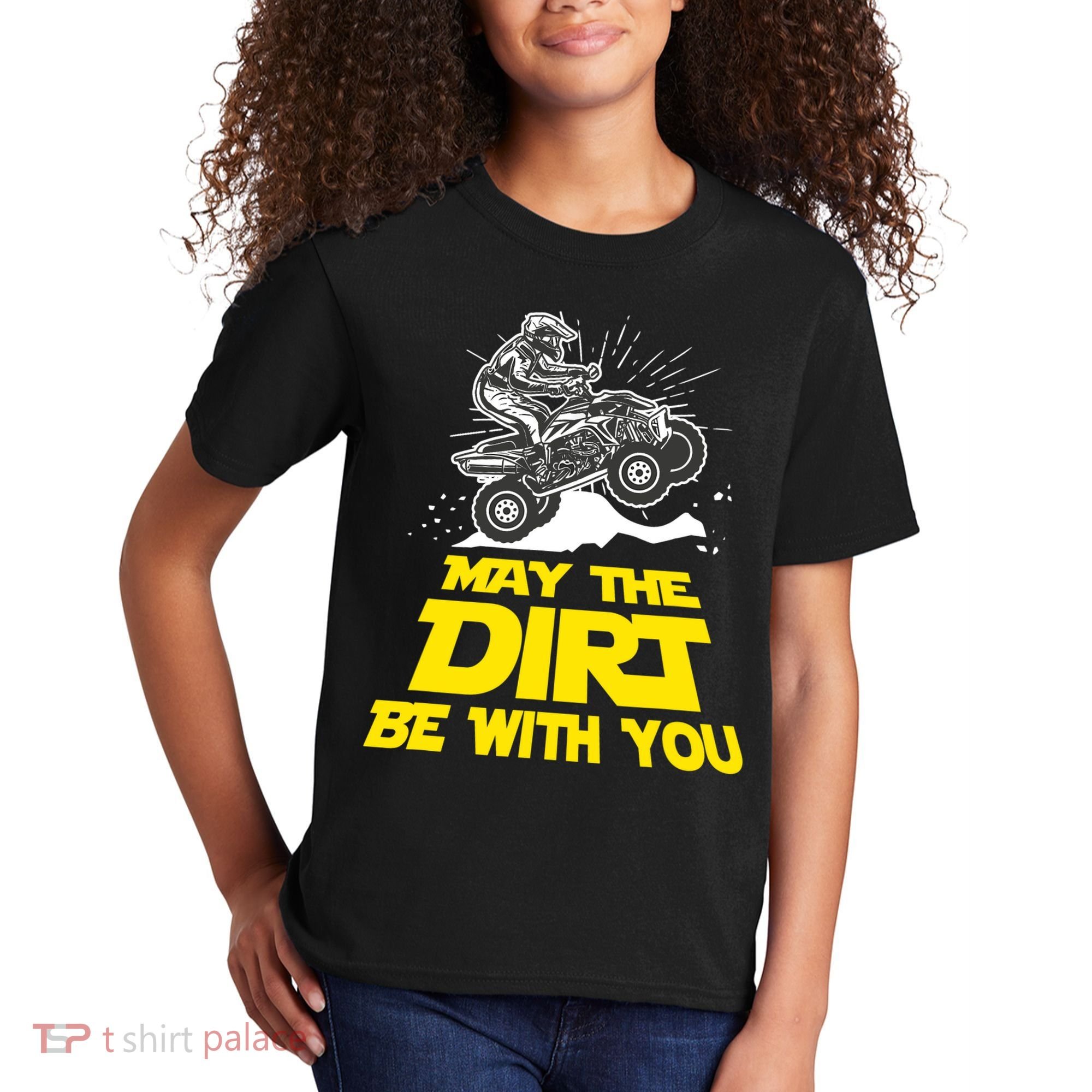 Funny ATV 4 Wheeler Quad Riding May The Dirt Be With You Kids T-Shirt