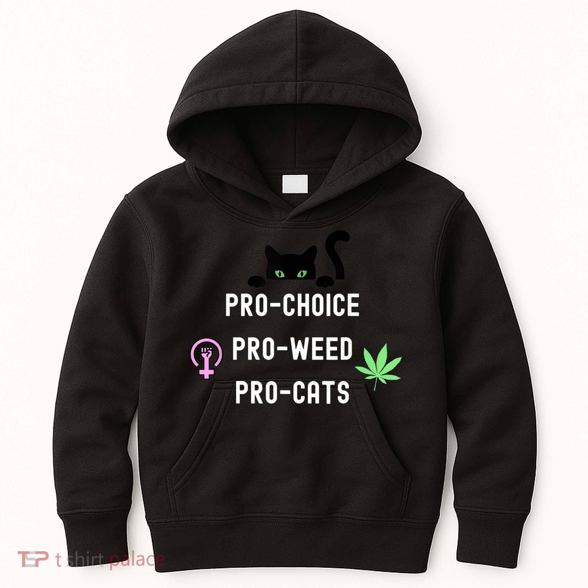 Feminism And 420 Funny Pro Choice Pro Cats Pro Weed Feminist Kids Hoodie