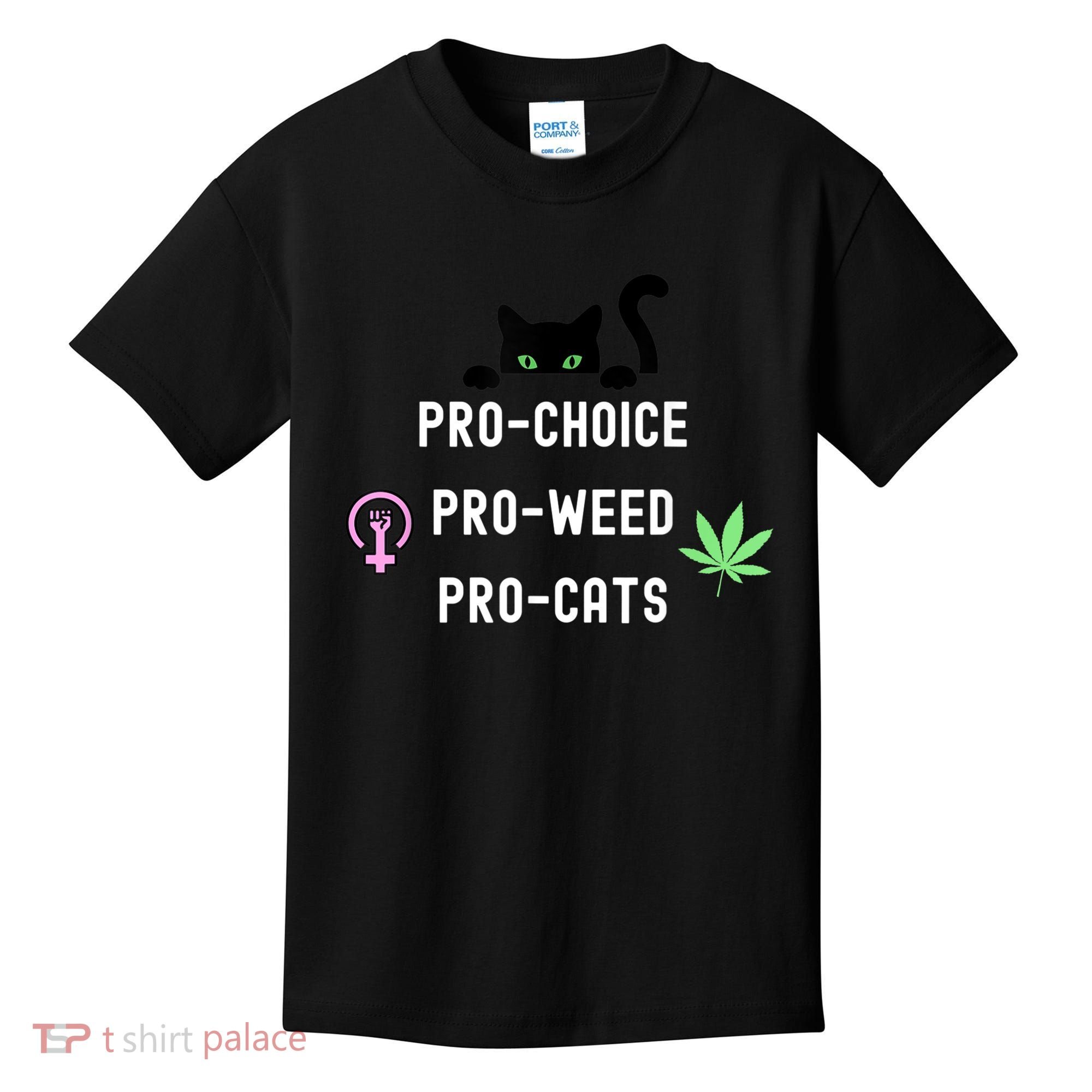 Feminism And 420 Funny Pro Choice Pro Cats Pro Weed Feminist Kids T-Shirt