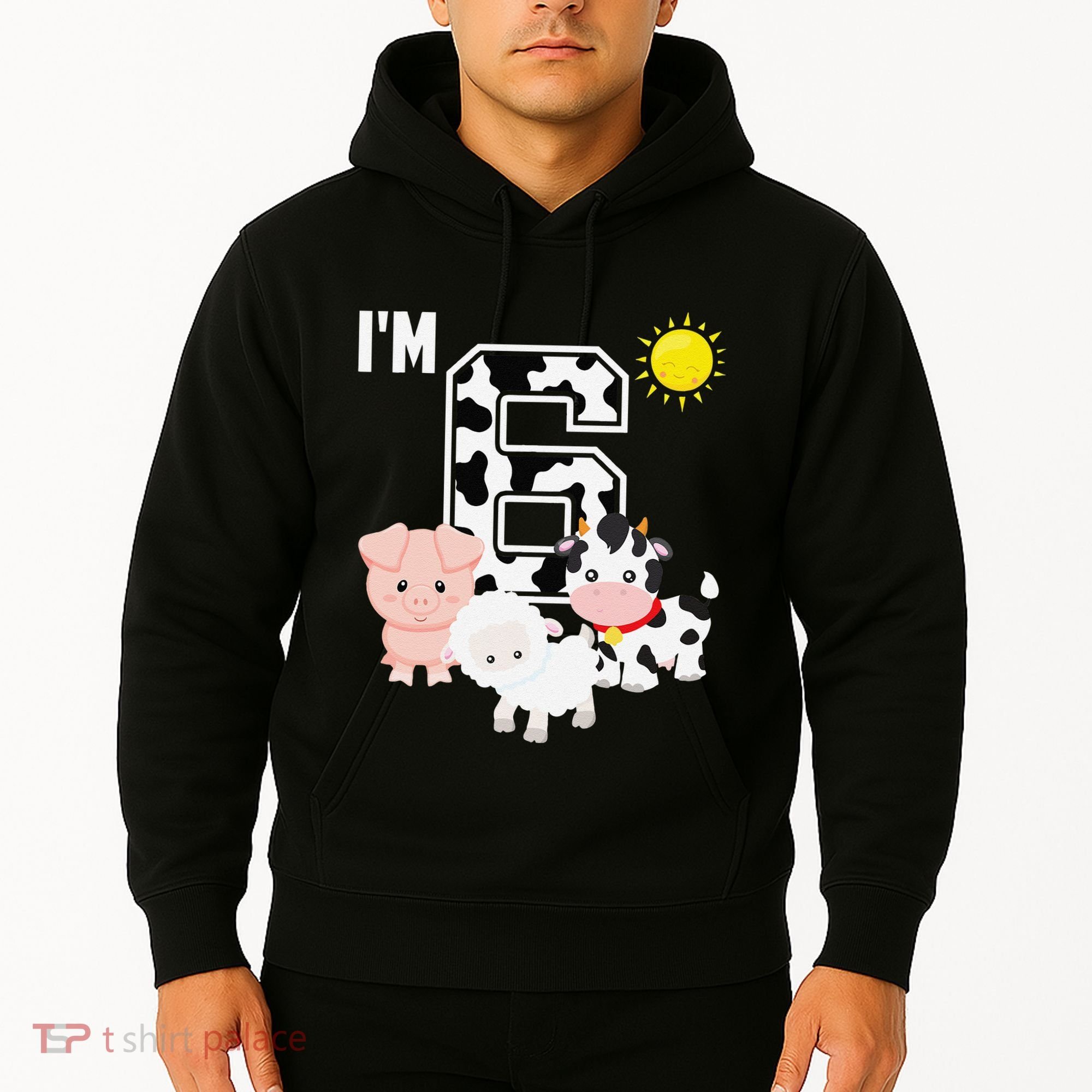 Farm Animals 6th Birthday 6 Year Old Birthday Party Hoodie