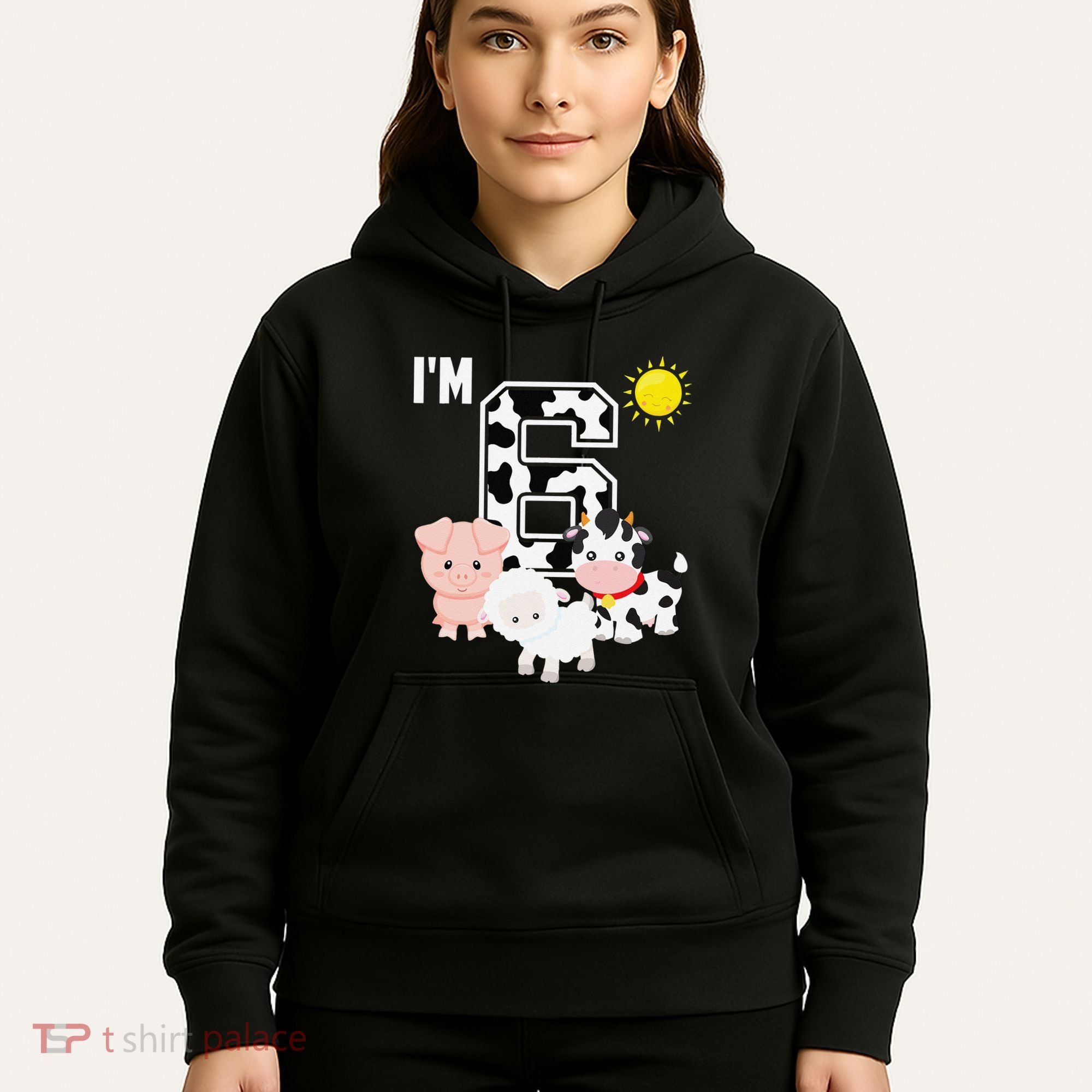 Farm Animals 6th Birthday 6 Year Old Birthday Party Hoodie