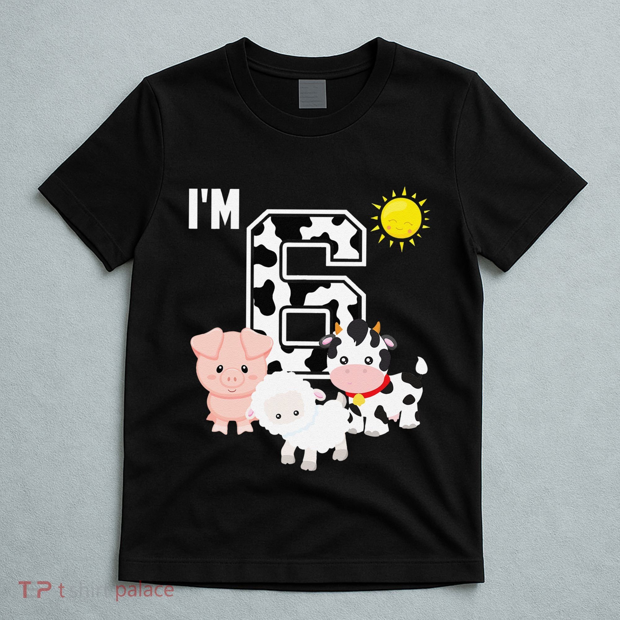 Farm Animals 6th Birthday 6 Year Old Birthday Party T-Shirt