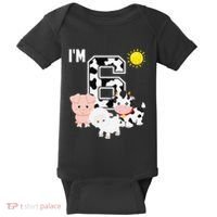 Farm Animals 6th Birthday 6 Year Old Birthday Party Baby Bodysuit thumb 0
