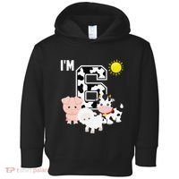 Farm Animals 6th Birthday 6 Year Old Birthday Party Toddler Hoodie thumb 0