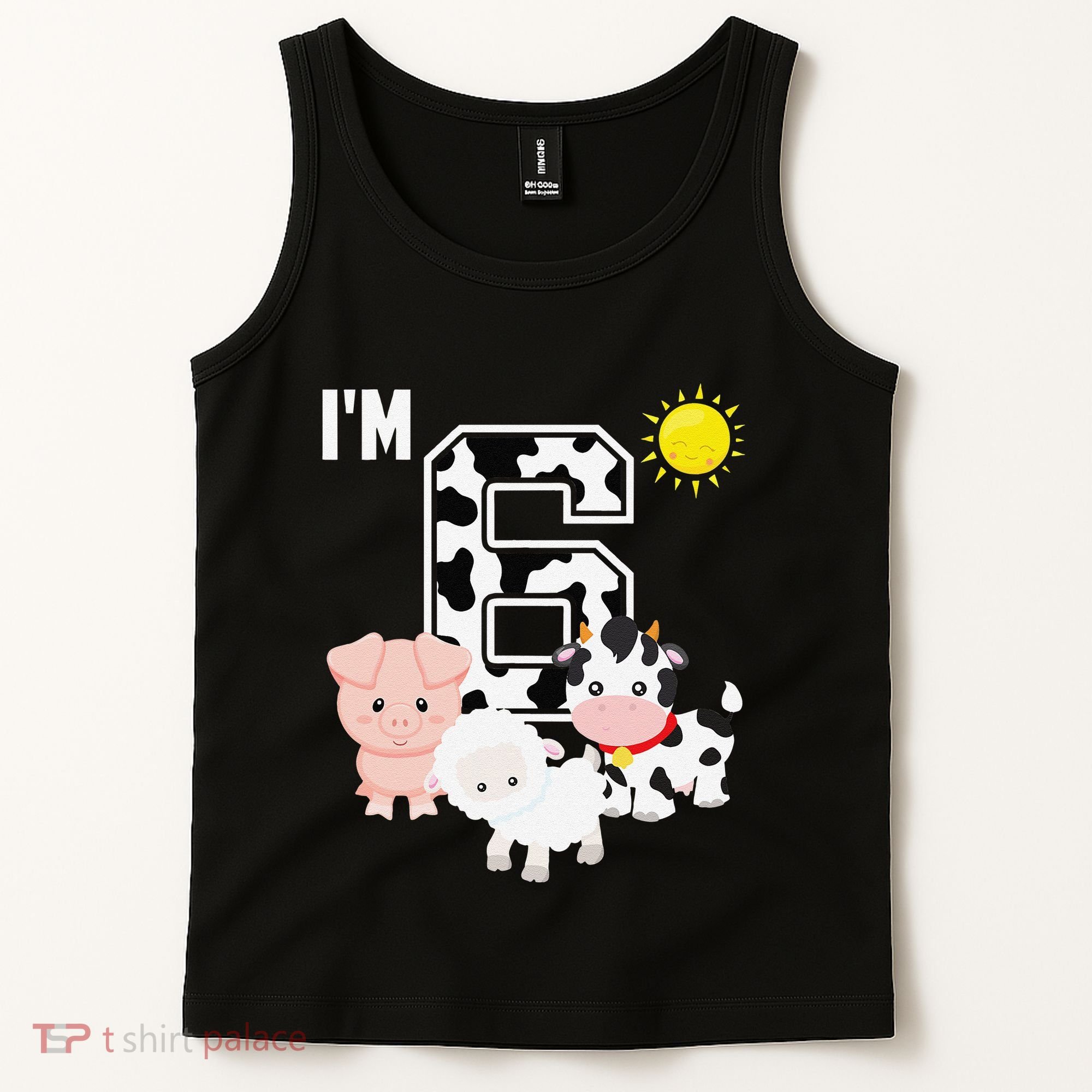 Farm Animals 6th Birthday 6 Year Old Birthday Party Tank Top