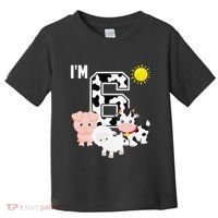 Farm Animals 6th Birthday 6 Year Old Birthday Party Toddler T-Shirt thumb 0