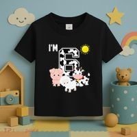 Farm Animals 6th Birthday 6 Year Old Birthday Party Toddler T-Shirt thumb 3
