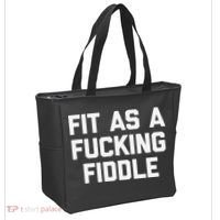 Fit As A Fucking Fiddle Funny Saying Sarcastic Novelty Tote Bag thumb 2