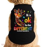 Funny Autism Awareness Its Ok To Be Different Giraffe Doggie Tank thumb 0