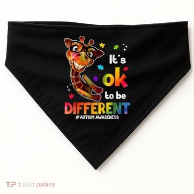 Funny Autism Awareness Its Ok To Be Different Giraffe USA-Made Doggie Bandana