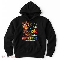 Funny Autism Awareness Its Ok To Be Different Giraffe Hoodie thumb 0