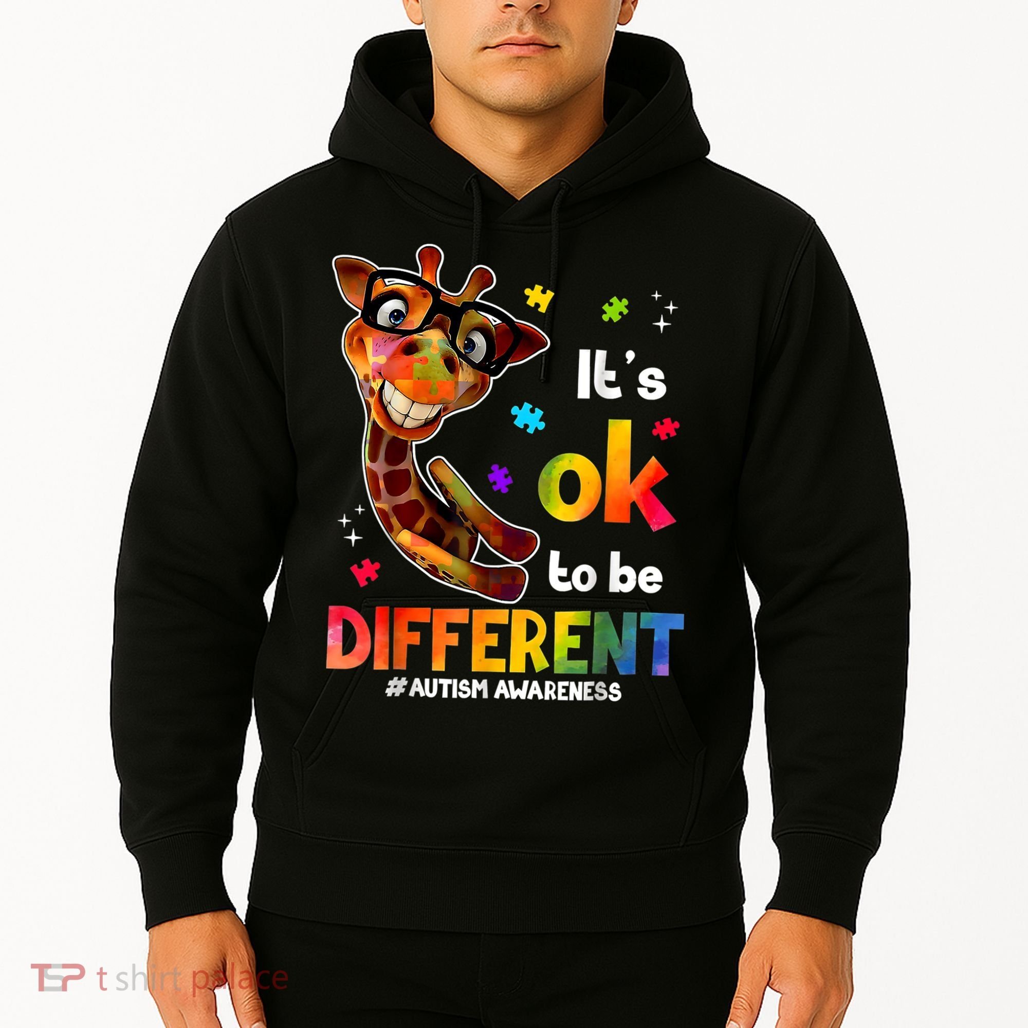 Funny Autism Awareness Its Ok To Be Different Giraffe Hoodie