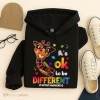 Funny Autism Awareness Its Ok To Be Different Giraffe Hoodie thumb 4