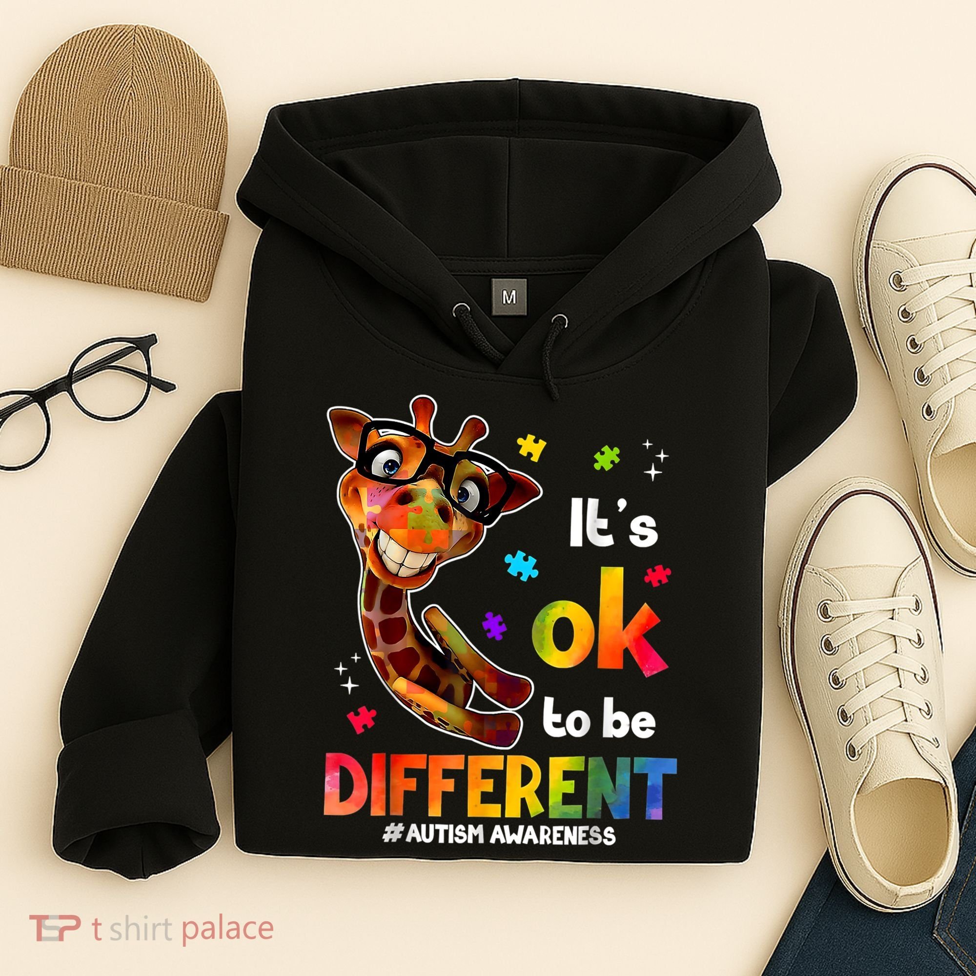 Funny Autism Awareness Its Ok To Be Different Giraffe Hoodie