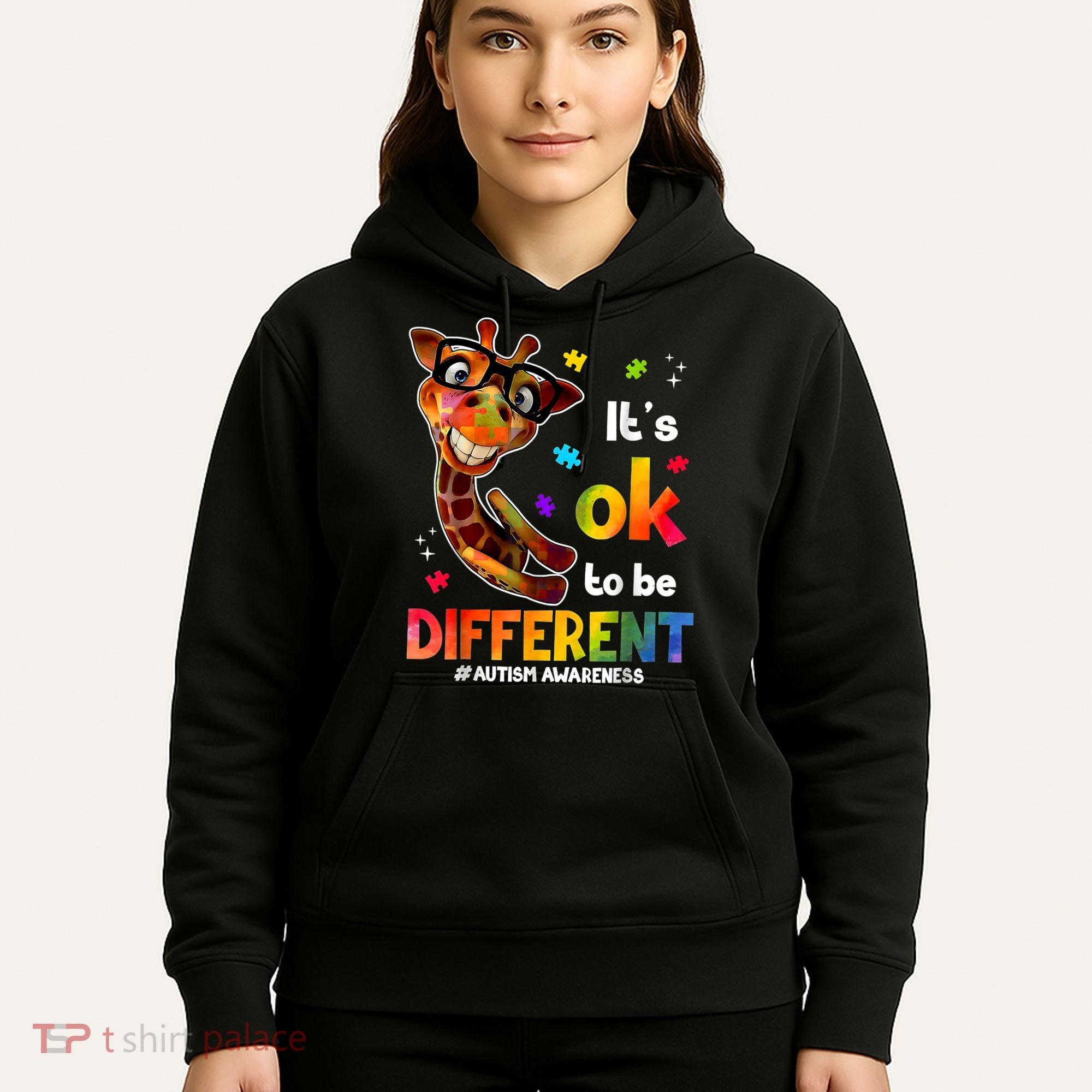 Funny Autism Awareness Its Ok To Be Different Giraffe Hoodie