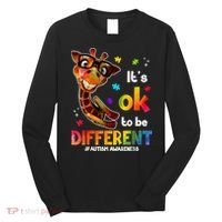 Funny Autism Awareness Its Ok To Be Different Giraffe Long Sleeve Shirt thumb 0