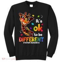 Funny Autism Awareness Its Ok To Be Different Giraffe Sweatshirt thumb 0