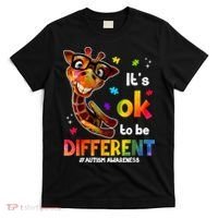 Funny Autism Awareness Its Ok To Be Different Giraffe T-Shirt thumb 0