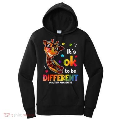 Funny Autism Awareness Its Ok To Be Different Giraffe Women's Hoodie
