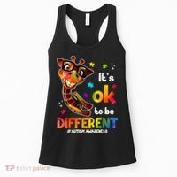 Funny Autism Awareness Its Ok To Be Different Giraffe Women's Tank Top thumb 0
