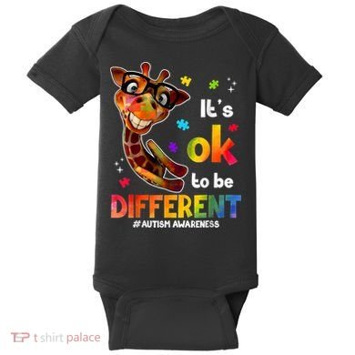 Funny Autism Awareness Its Ok To Be Different Giraffe Baby Bodysuit