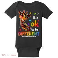 Funny Autism Awareness Its Ok To Be Different Giraffe Baby Bodysuit thumb 0