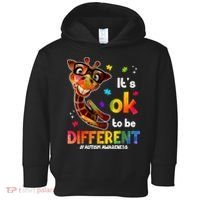 Funny Autism Awareness Its Ok To Be Different Giraffe Toddler Hoodie thumb 0