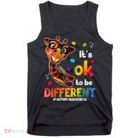 Funny Autism Awareness Its Ok To Be Different Giraffe Tank Top thumb 0