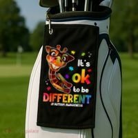 Funny Autism Awareness Its Ok To Be Different Giraffe Golf Towel thumb 2