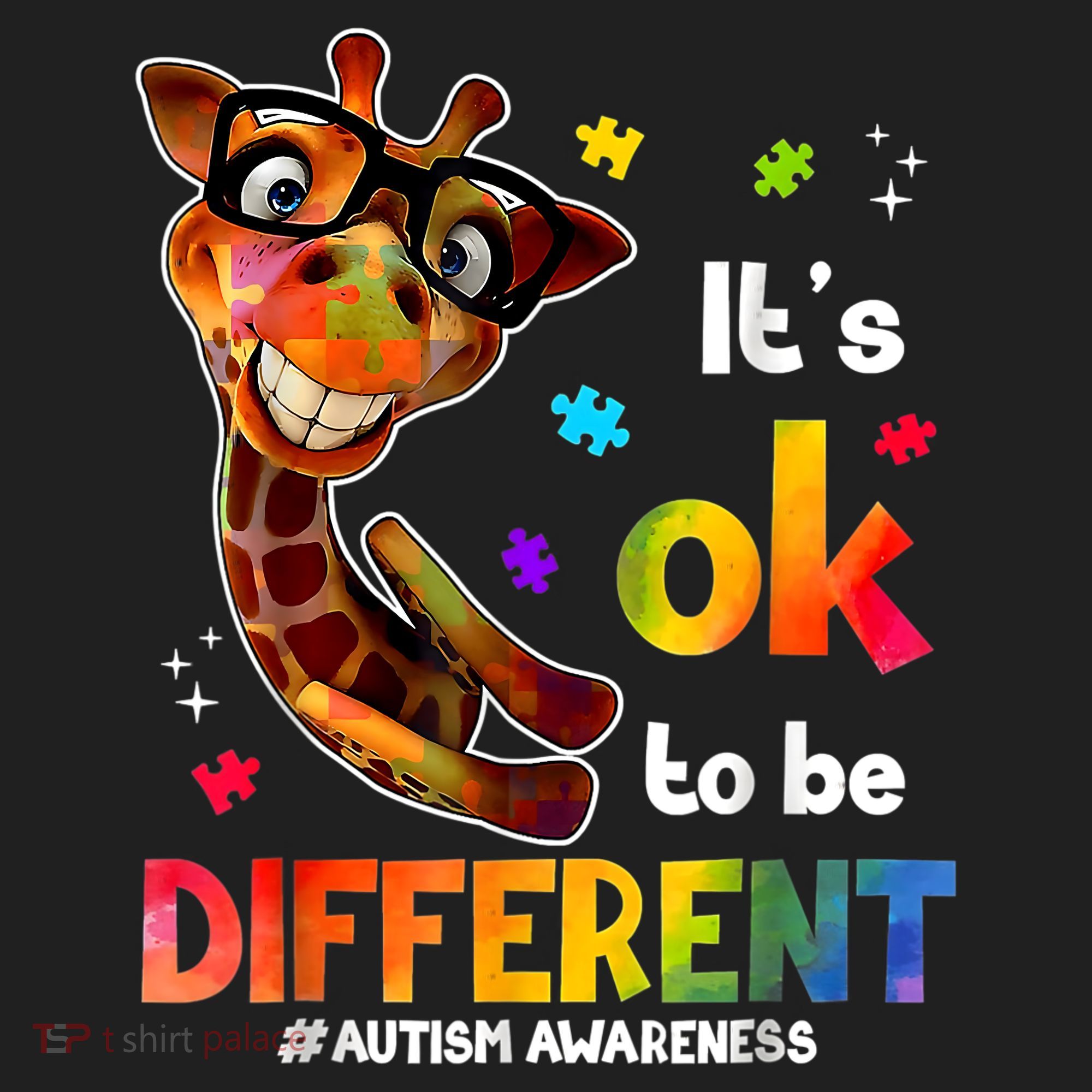 Funny Autism Awareness Its Ok To Be Different Giraffe Golf Towel