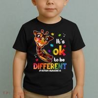 Funny Autism Awareness Its Ok To Be Different Giraffe Toddler T-Shirt thumb 2