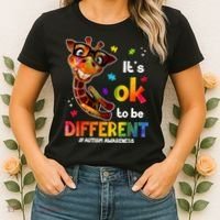 Funny Autism Awareness Its Ok To Be Different Giraffe Women's T-Shirt thumb 2