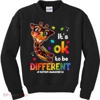 Funny Autism Awareness Its Ok To Be Different Giraffe Kids Sweatshirt thumb 0