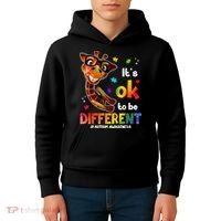 Funny Autism Awareness Its Ok To Be Different Giraffe Kids Hoodie thumb 4