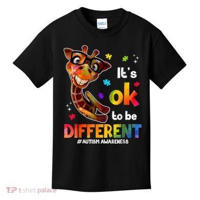 Funny Autism Awareness Its Ok To Be Different Giraffe Kids T-Shirt