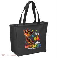 Funny Autism Awareness Its Ok To Be Different Giraffe Tote Bag thumb 2