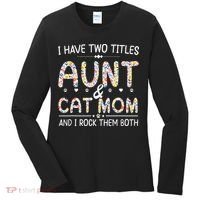 Funny Aunt and Cat Mom Empowering Strong Aunt & Cat Mom Idea Women's Long Sleeve Shirt thumb 0