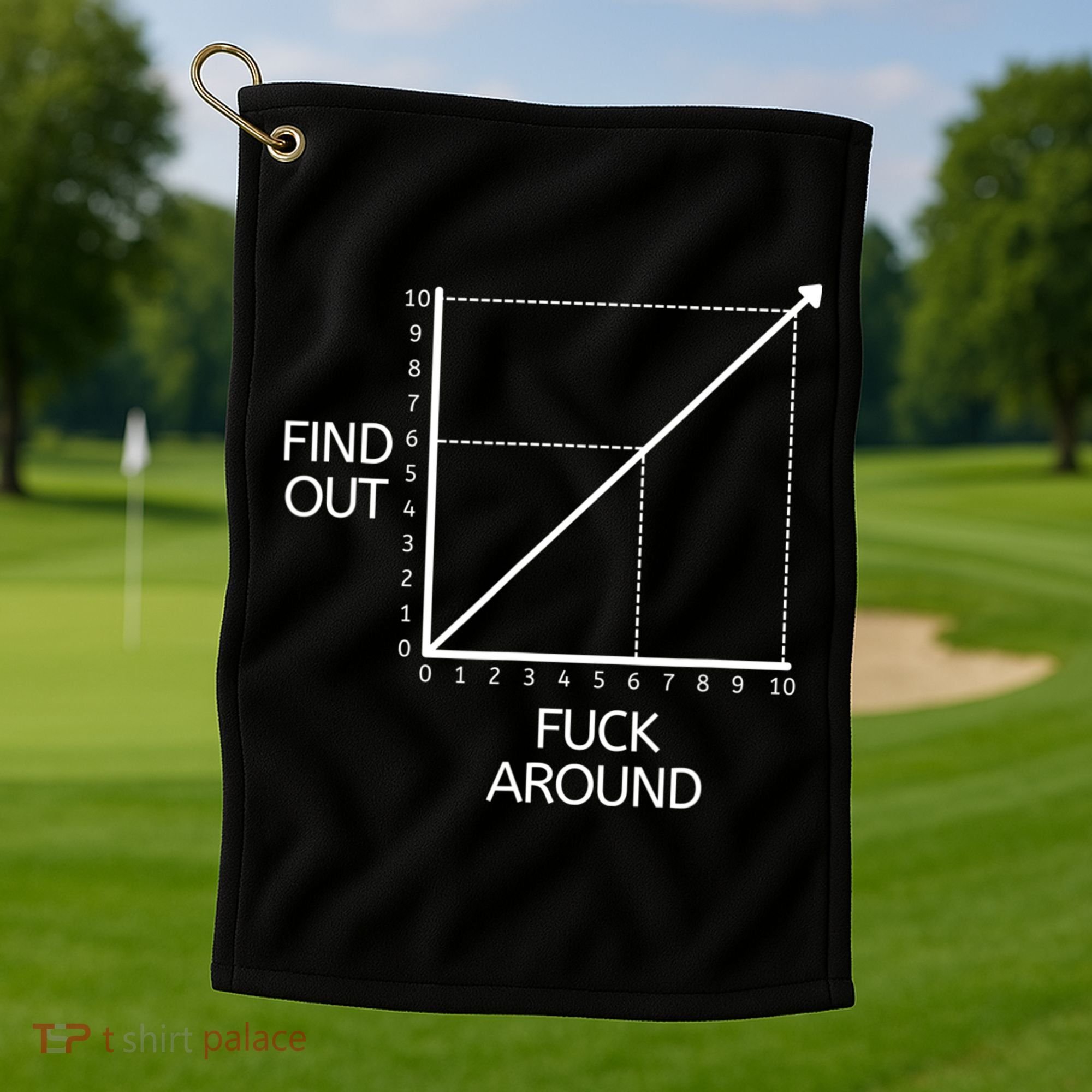 Fuck Around And Find Out Funny Graph Chart Joke Math Golf Towel
