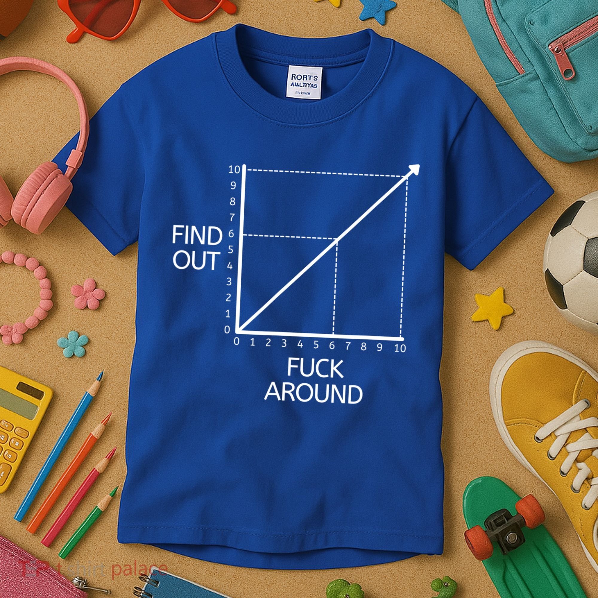 Fuck Around And Find Out Funny Graph Chart Joke Math Kids T-Shirt