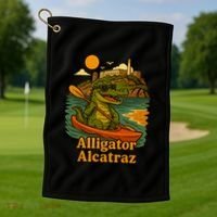 Funny Alligator Alcatraz Golf Towel thumb 1