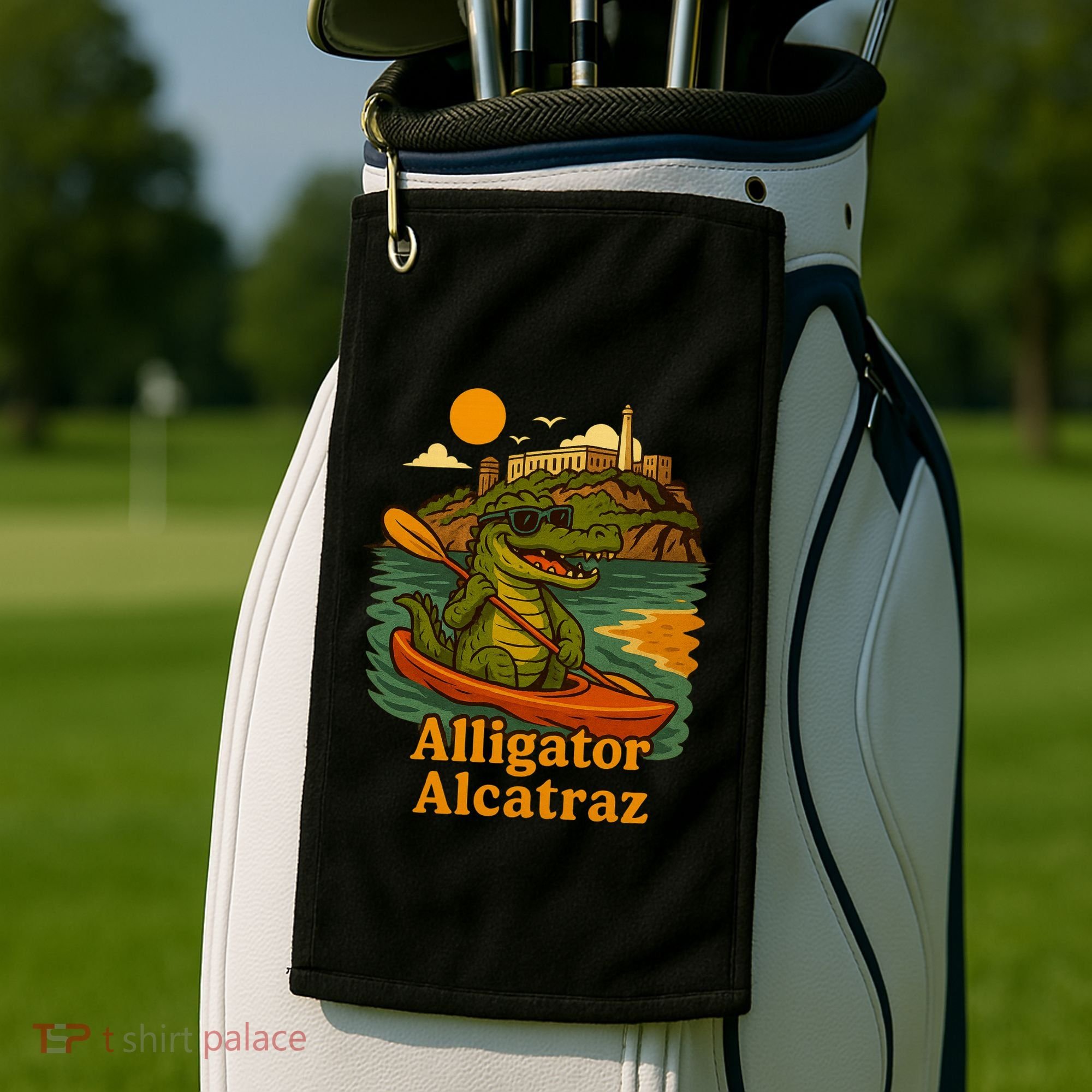 Funny Alligator Alcatraz Golf Towel