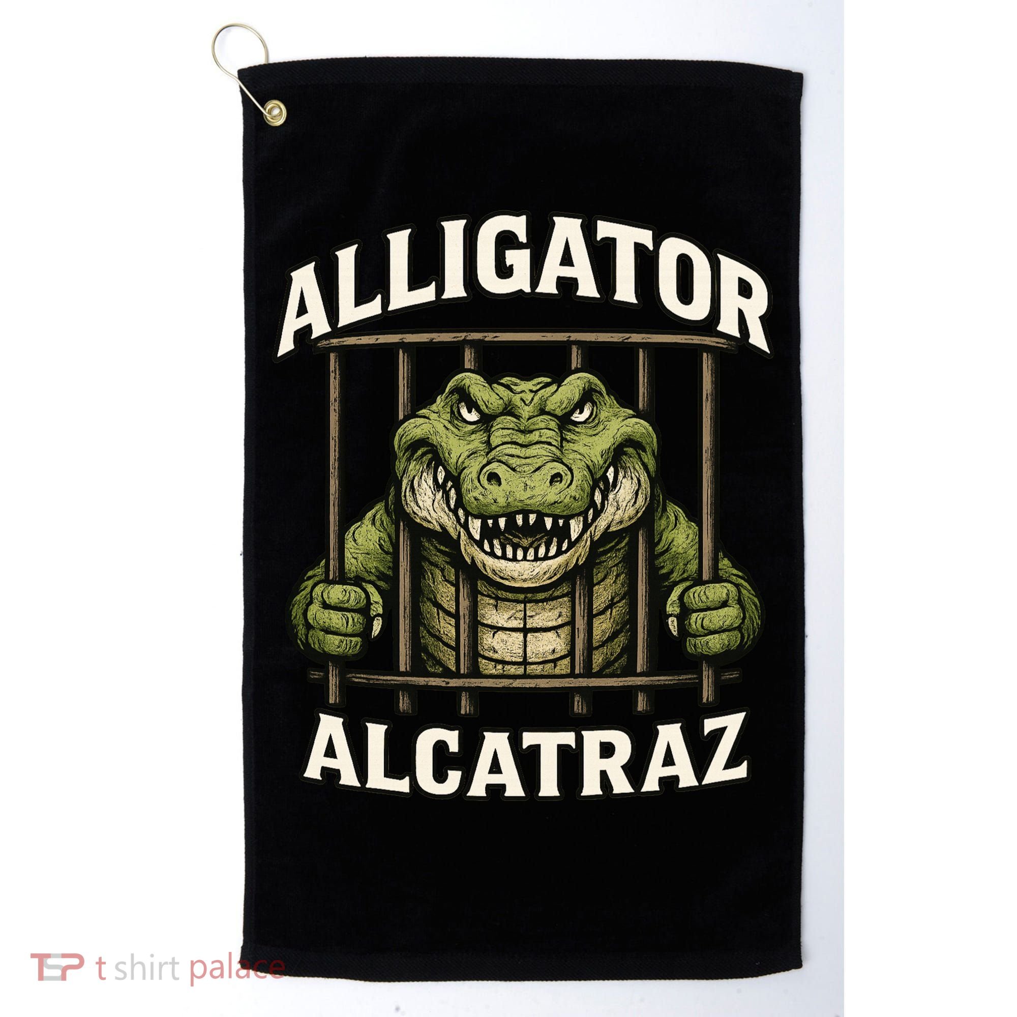 Funny Alligator Alcatraz Jail Prison Gator Golf Towel