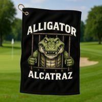 Funny Alligator Alcatraz Jail Prison Gator Golf Towel thumb 1