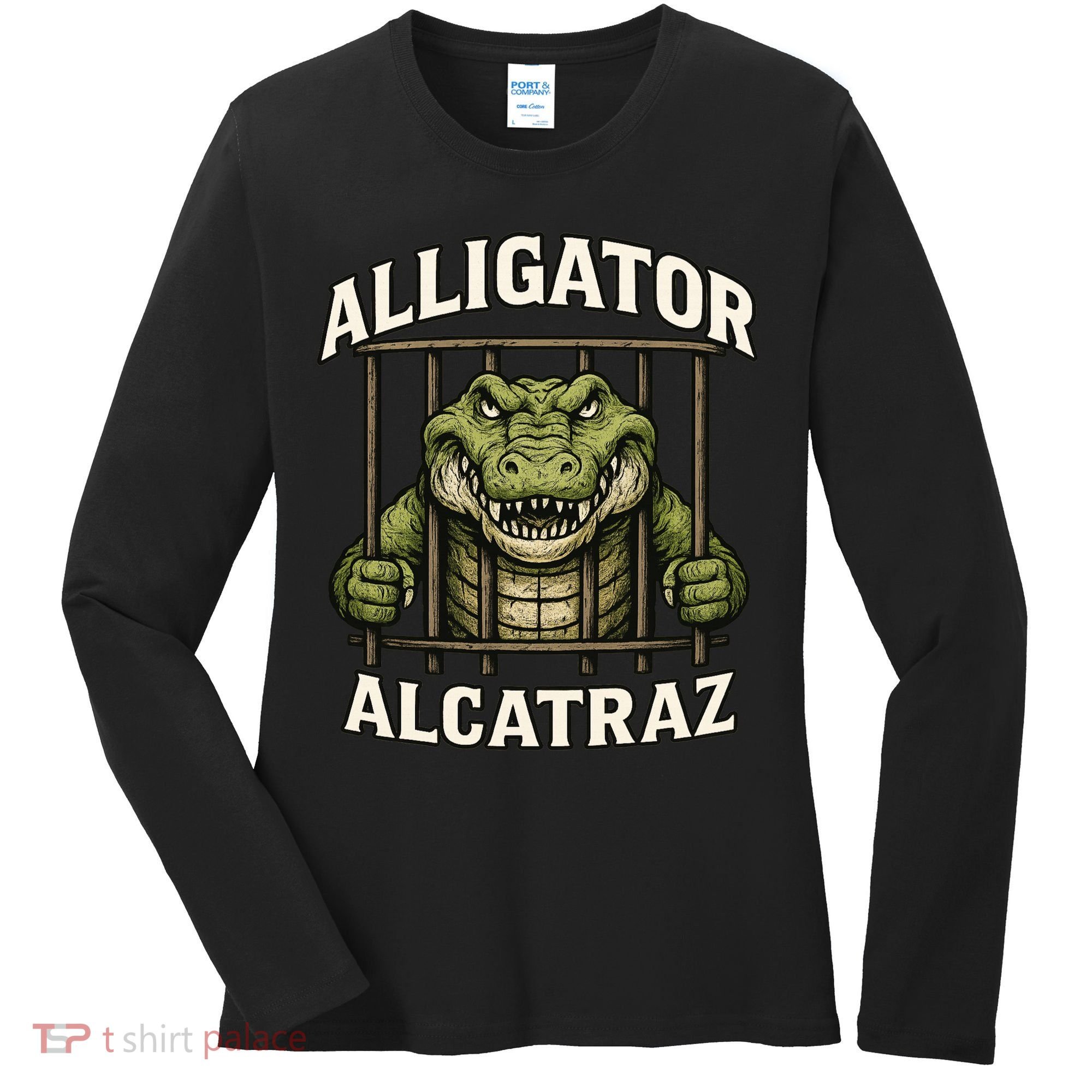 Funny Alligator Alcatraz Jail Prison Gator Women's Long Sleeve Shirt