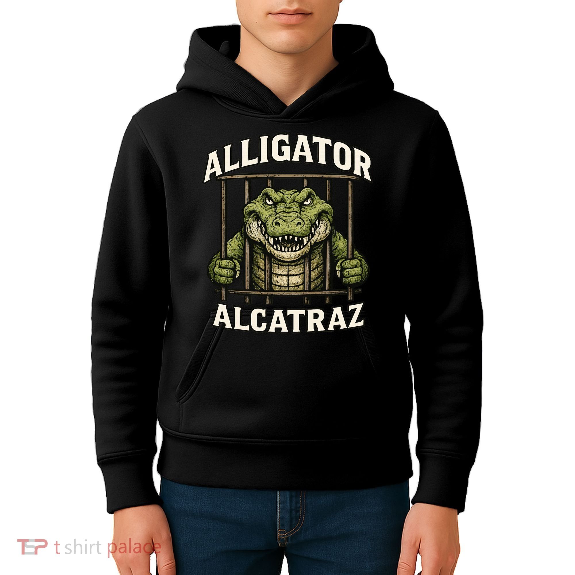 Funny Alligator Alcatraz Jail Prison Gator Kids Hoodie